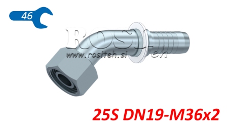 ХИДРАВЛИЧНА ВРЪЗКА DKOS 25 С ЖЕНСКИ ЛАКЪТ 45 DN19-M36X2