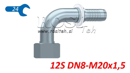 ХИДРАВЛИЧНА ВРЪЗКА DKOS 12 С ЖЕНСКИ ЛАКЪТ 90 DN8-M20X1,5