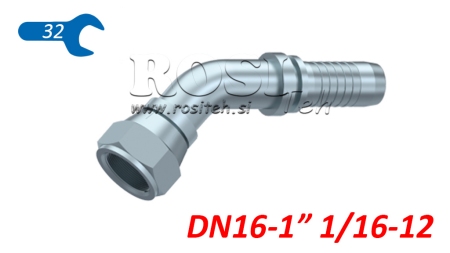 ХИДРАВЛИЧНА ВРЪЗКА DKJ JIC74° ЖЕНСКИ ЛАКЪТ 45° DN16-1 1/16-12