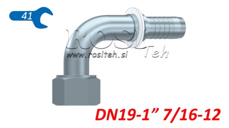 HIDRAVLIČNI PRIKLJUČEK DKORFS ŽENSKI KOLENO 90° DN19-1 7/16-12