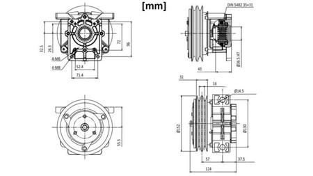 CUPLAJ ELECTROMAGNETIC 12V PENTRU POMPĂ GR.2 dimensiuni