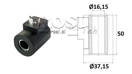 ЕЛЕКТРОМАГНИТНА КОИЛА 12V DC - SAE10 - fi 16.15mm-50mm 26W IP65