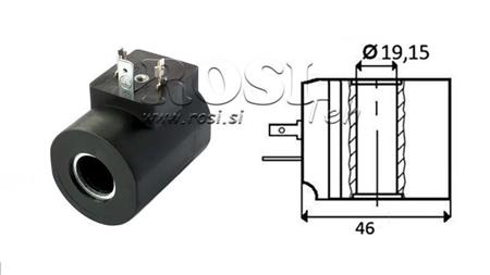 ЕЛЕКТРОМАГНИТНА КОИЛА 12V DC - M19-12DN - фи 19.15mm-56mm 33W IP65