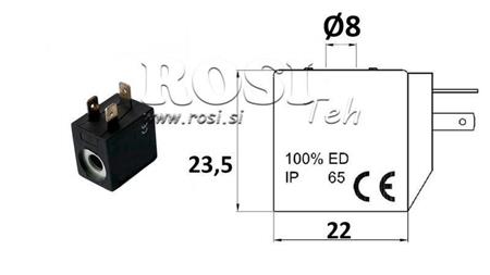 ЕЛЕКТРОМАГНИТНА БОБИНА 24VDC ЗА ВЕНТИЛ - фи 8mm-23.5mm 2.8W