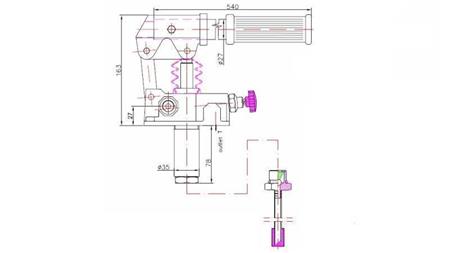 РЪЧНА ПОМПА 12CC -SD- ЕДНАТА НАПРАВЛЕНИЕ - размери