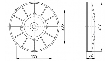 AXIALFLÄKT 225MM DRAGANDE 24V