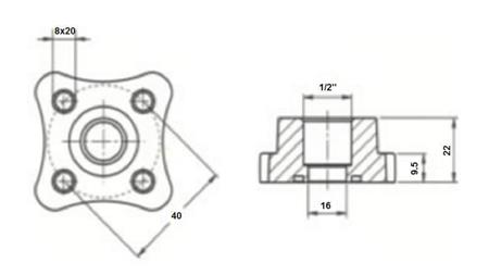 CONECTOR DE ȚEAVĂ 1/2 - FLANȘĂ DREAPTĂ fi 40