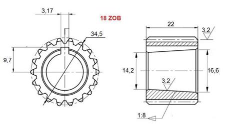 ЗЪБЧАТО ЗАВИВАНЕ PTO GR.3 - GR.2 Z18