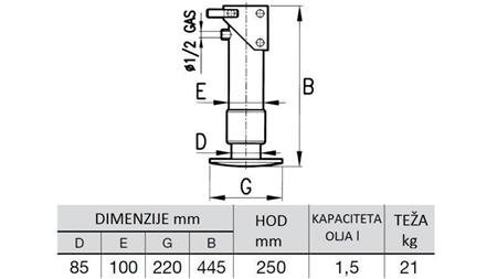 ХИДРАВЛИЧНА НОГА С ЕДНО НАПРАВЛЕНИЕ 6 ТОНА 250mm