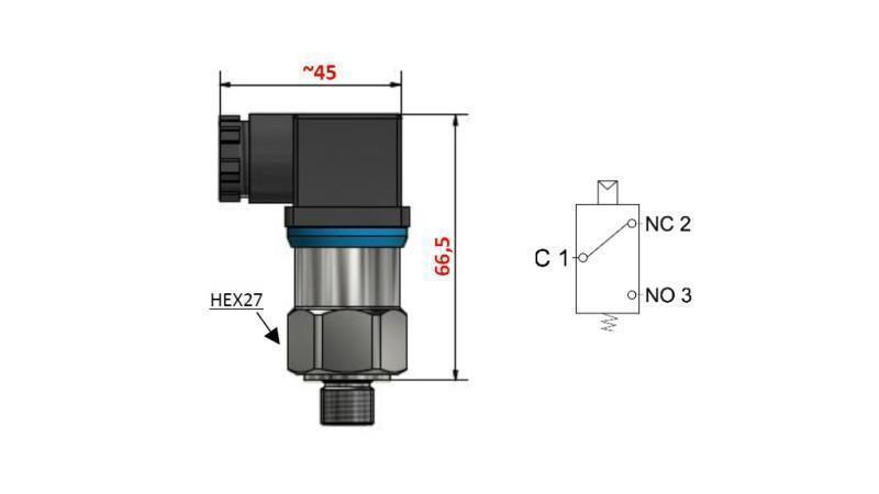 HYDRAULICKÝ SPÍNAČ TLAKU F3 30-250 BAR (MAX.300BAR)