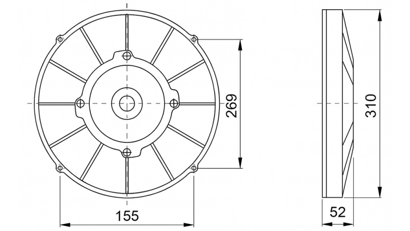 AXIÁLNY VENTILÁTOR 280MM PULL 12V