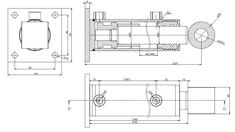HYDRAULISK CYLINDER FÖR HLEVSKEGA KRTA 60/40-2000-dimensioner