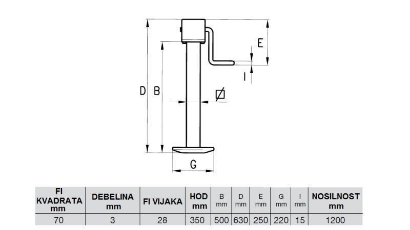 SUPORT FILET PICIOR 350MM - 1200KG