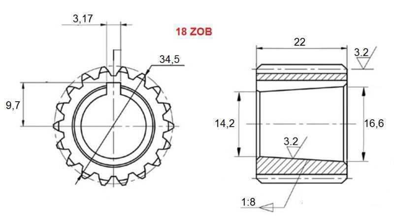 ЗЪБЧАТО ЗАВИВАНЕ PTO GR.3 - GR.2 Z18