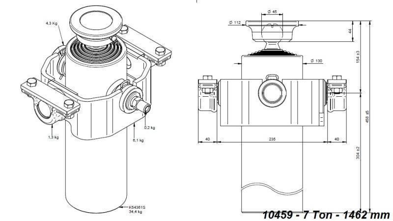CILINDRU TELESCOPIC COMPACT 5 ETAPE 1462mm x125 -BOL